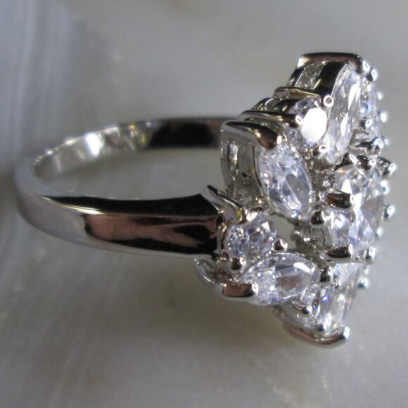 Flower Cubic Zirconia Cocktail Ring - Picture 5 of 5